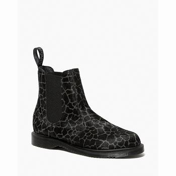 Dr Martens Női Flora Animal Print Chelsea Csizma Fekete / Szürke